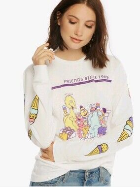 LunchBox Sesame Street "Friends Since 1969" White Graphic Crewneck Shirt Retro S
